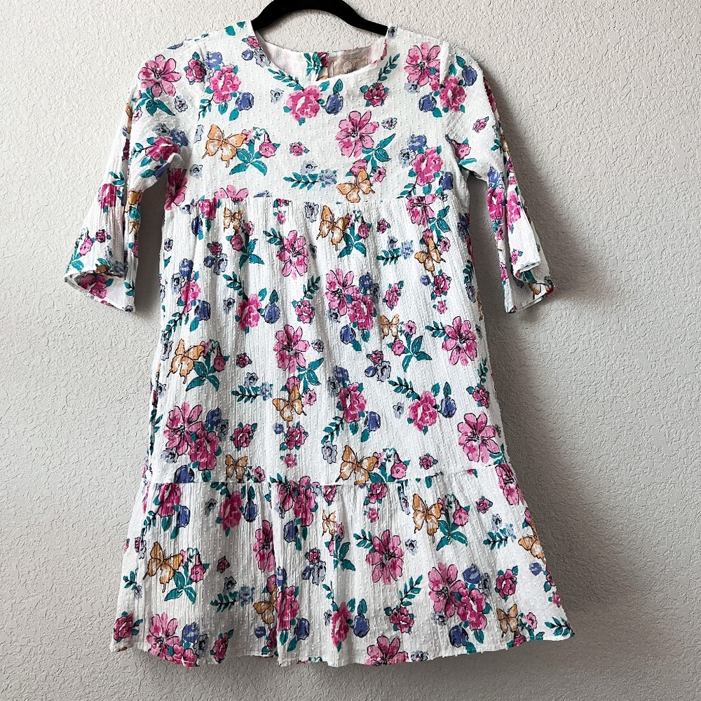 Peek Floral Ruffle 3/4 Sleeve Dress